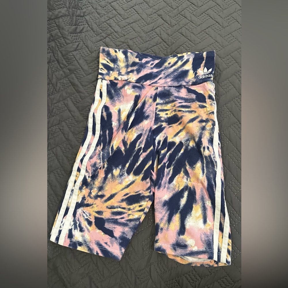 Adidas Women's Tie-Dye Bike Shorts - Pink, Blue, Yellow